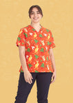 Australia Orange Printed Scrub Top