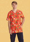 Australia Orange Printed Scrub Top